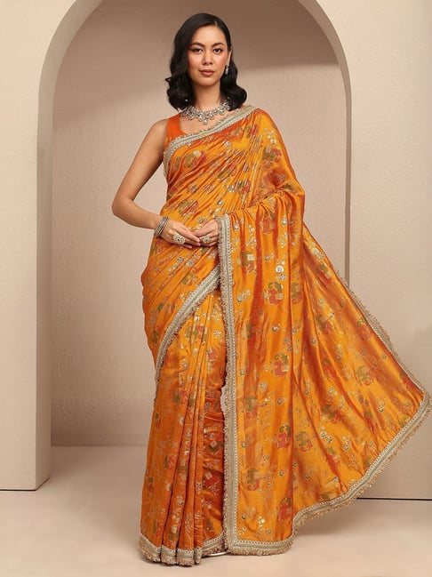 Libas Gold Ethnic Motifs Saree With Unstitched Blouse-picture-40