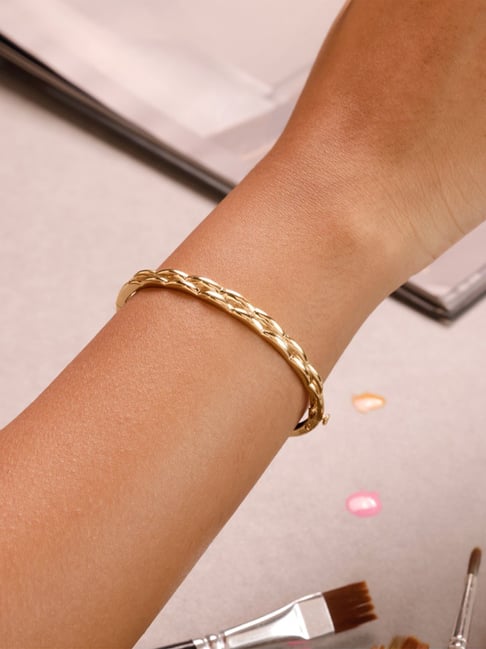 Mia by Tanishq 14k (585) Yellow Gold Elegant Twisted Bangle for Women