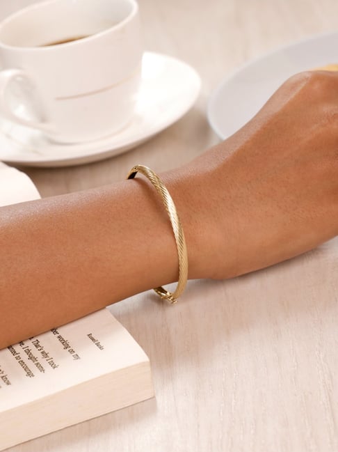 Mia by Tanishq 14k (585) Yellow Gold Sleek Textured Bangle for Women