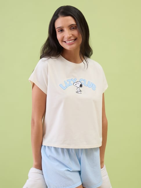 Sweet Dreams Swan White Cotton Embroidered Shorts Set-picture-16