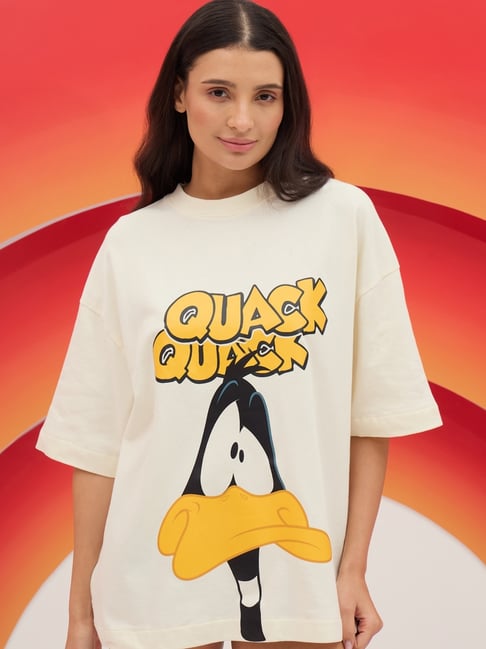 Sweet Dreams Swan White Cotton Graphic T-Shirt-picture-28