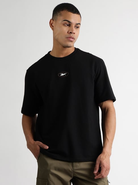 Reebok Black Cotton Blend Printed Sports T-Shirt-image-20