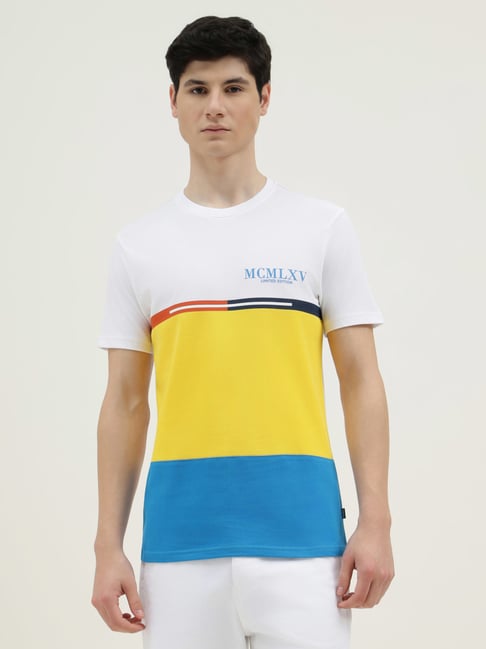 United Colors Of Benetton White Cotton Regular Fit Colourblocked T-Shirt-picture-33