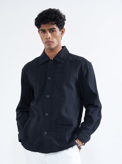 7 Alt By Pantaloons Night Sky Relaxed Fit Striped Shacket-image-20