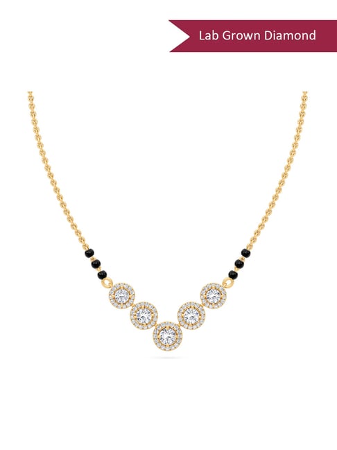 SHINE ETERNAL Lab Grown Diamond 18k (750) Yellow Gold Quint Halo Mangalsutra for Women