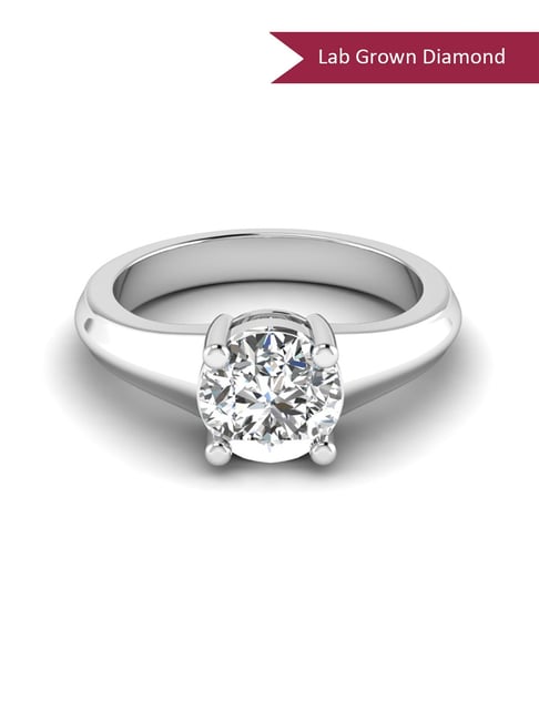 SHINE ETERNAL Lab Grown Diamond 14k (585) White Gold Tapered Bold Soliatire Ring for Women-image-27