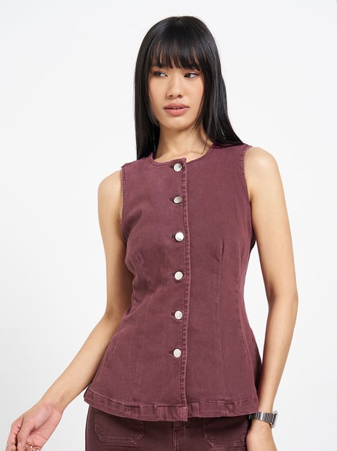 Sf Jeans By Pantaloons Windsor Wine Slim Fit Shirt