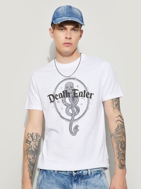 Fame Forever By Lifestyle White Cotton Regular Fit Printed T-Shirt-picture-20