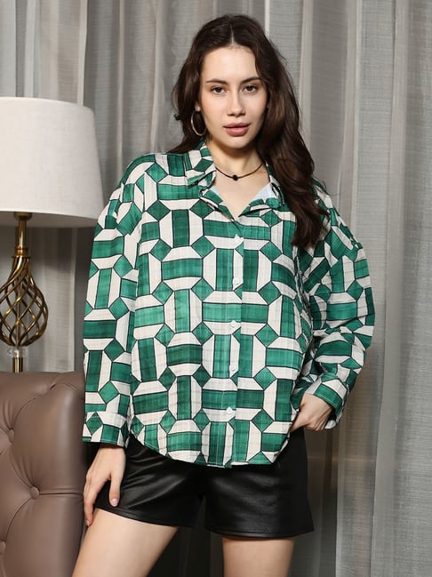 PINACOLADA Green Regular Fit Geometric Shirt-picture-30