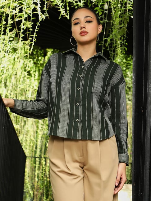 PINACOLADA Green Regular Fit Striped Shirt-picture-26