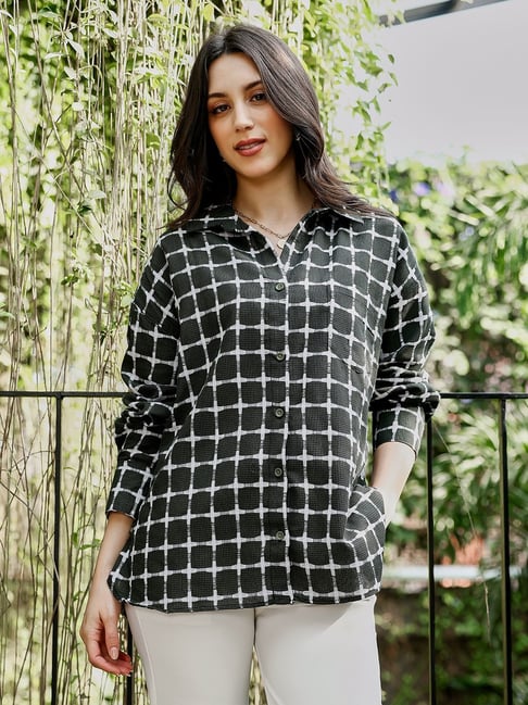 PINACOLADA Green Cotton Regular Fit Checked Shirt-picture-18