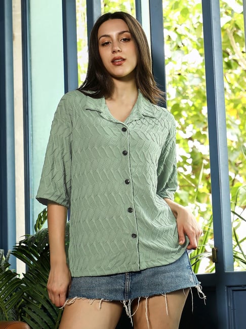 PINACOLADA Green Regular Fit Chevron Shirt-picture-34