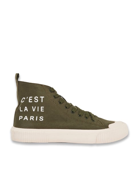 Styli Men's Olive Ankle High Sneakers-image-34