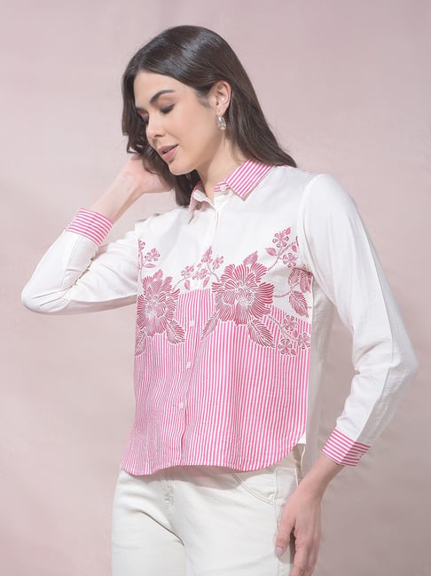 Crimsoune Club Women's Pink Floral Print Shirt-picture-15