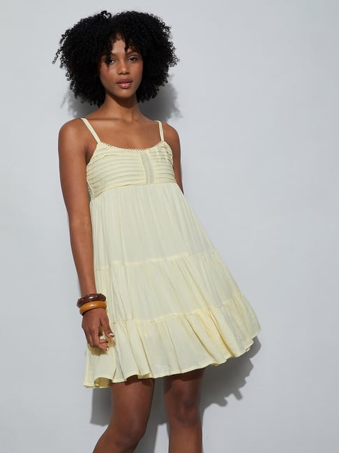 cream colored dress SEA Imogen Solid Short Sleeve Dress in Cream  Hampden Clothing