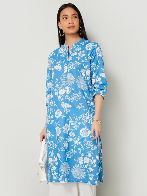 Melange by Lifestyle Women's Blue Regular Fit Printed Kurta-picture-31