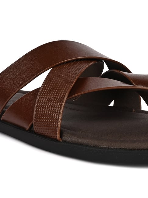Aldo Men's Zaanstraat-Ind201 Brown Cross Strap Sandals