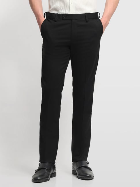 Arrow Black Regular Fit Trousers-picture-20