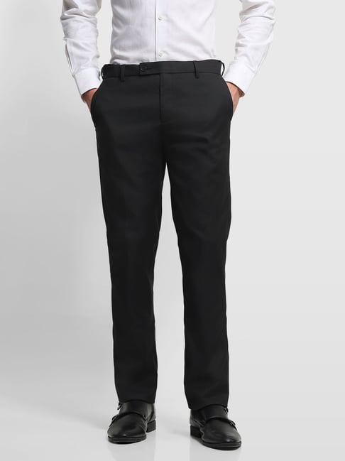 Arrow Black Regular Fit Trousers-picture-10