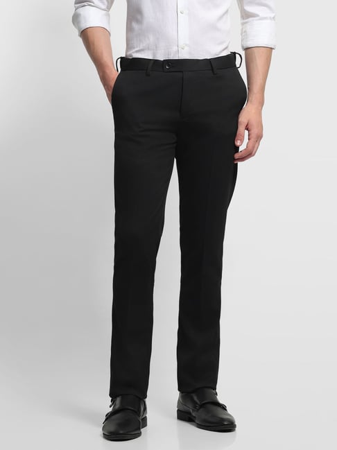 Arrow Black Regular Fit Trousers-picture-19