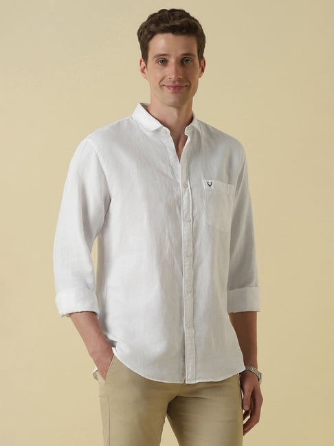 Allen Solly White Regular Fit Solid Shirt