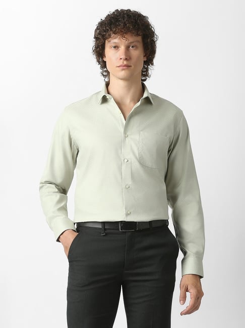 Van Heusen Green Cotton Regular Fit Solid Shirt-picture-41