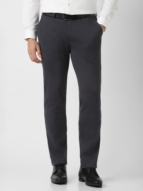 Peter England Black Skinny Fit Solid Trousers-picture-14