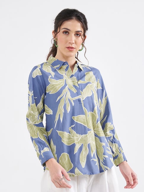 Akkriti By Pantaloons Turkish Sea Regular Fit Printed Shirt-picture-40