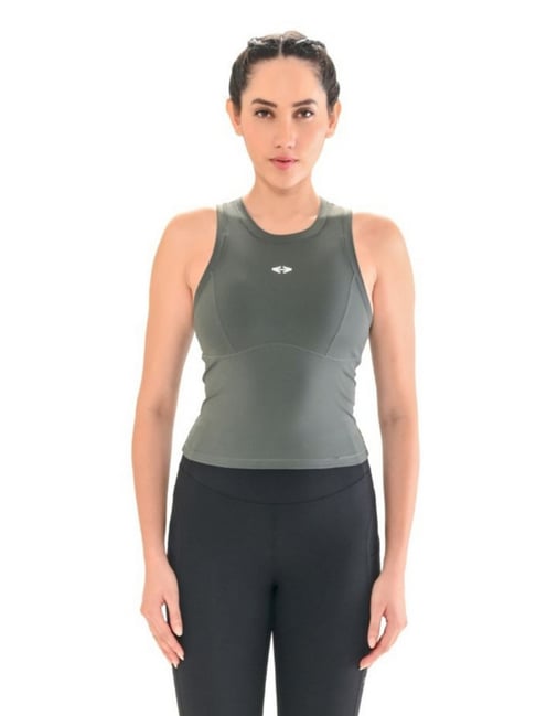 STRCH Dark Green Solid Sleeveless Top-picture-10
