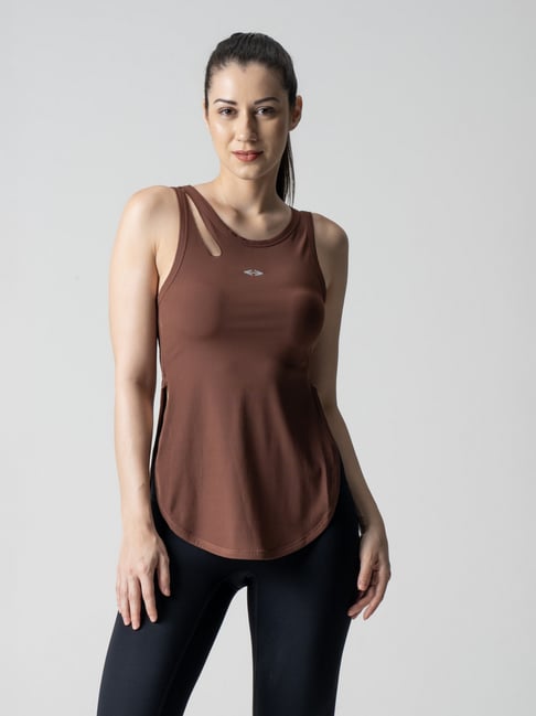 STRCH Brown Solid Sleeveless Top-picture-14