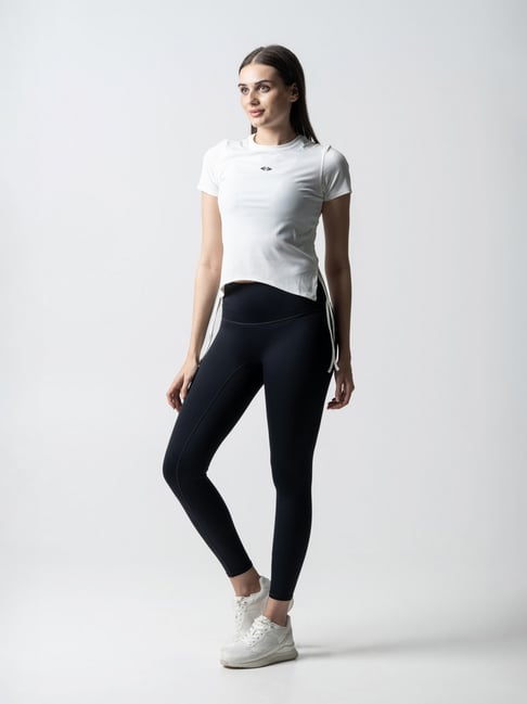 STRCH White Solid Short Sleeves Crop Top-picture-34