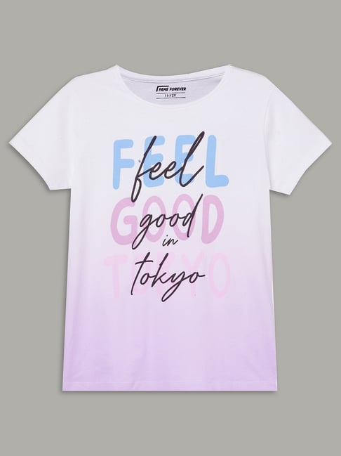 fame forever by lifestyle girls lilac regular fit graphic t-shirt