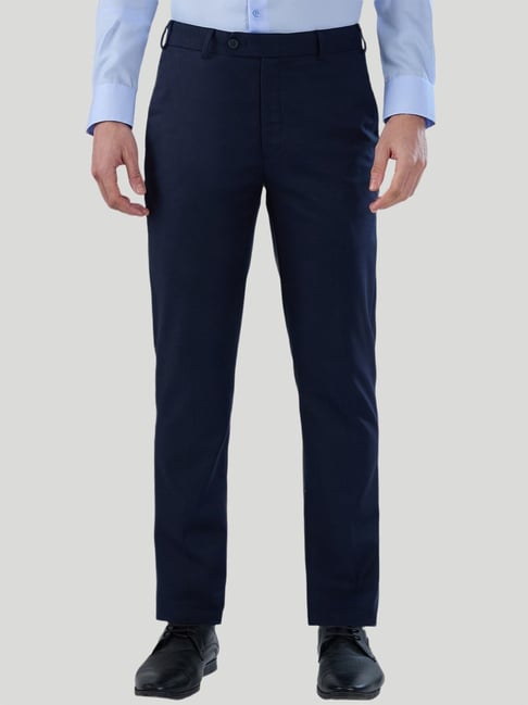 Park Avenue Dark Blue Relaxed Fit Trousers-picture-48