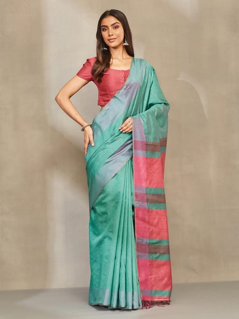 Fabindia Green Woven Design Saree-picture-21