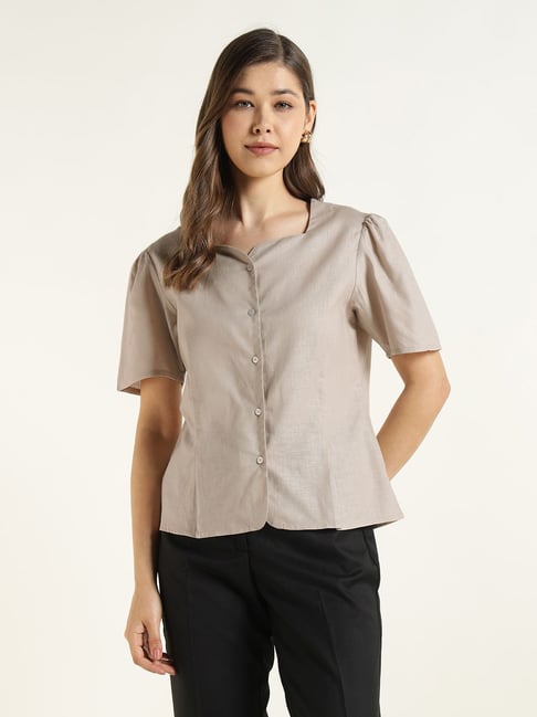 Hancock Beige Regular Fit Shirt-image-16