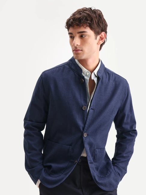 Rare Rabbit Navy Regular Fit Coat-picture-34