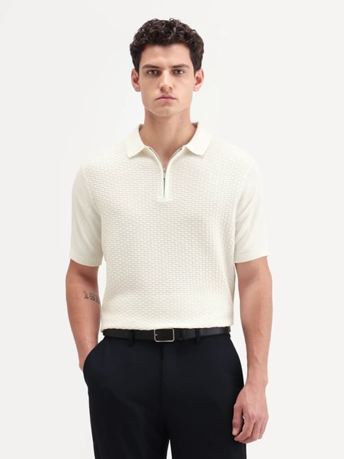 Rare Rabbit White Cotton Regular Fit Polo T-Shirt-image-44