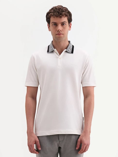 Rare Rabbit White Cotton Regular Fit Polo T-Shirt-image-48