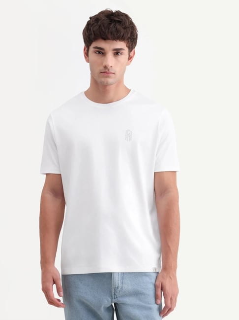 Rare Rabbit White Cotton Regular Fit T-Shirt-image-25