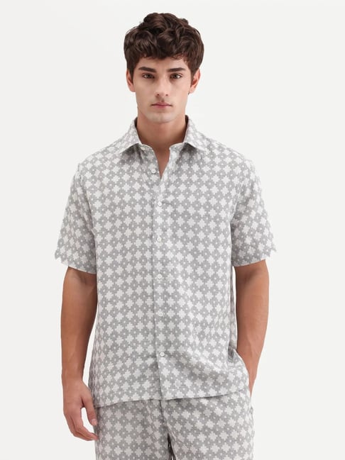 Rare Rabbit White Cotton Regular Fit Printed Shirt-image-24