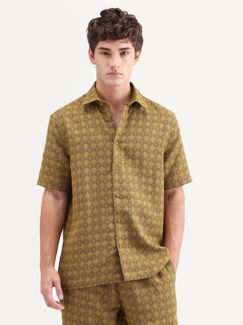 Rare Rabbit Yellow Cotton Regular Fit Printed Shirt-image-13