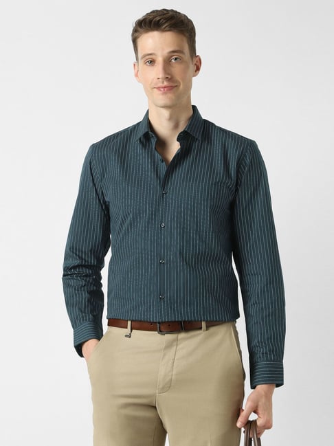 Men Navy Slim Fit Full Sleeves Formal Shirt