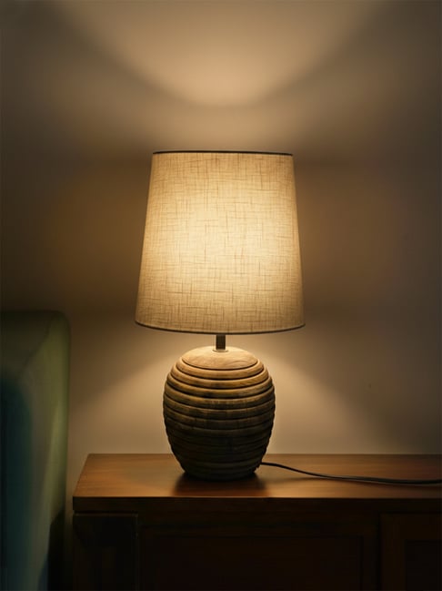 ExclusiveLane Light Beige Mango Wood Table Lamp