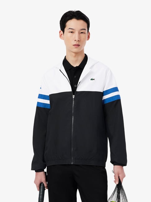 Lacoste Black & White Polyester Regular Fit Hooded Jacket-picture-35