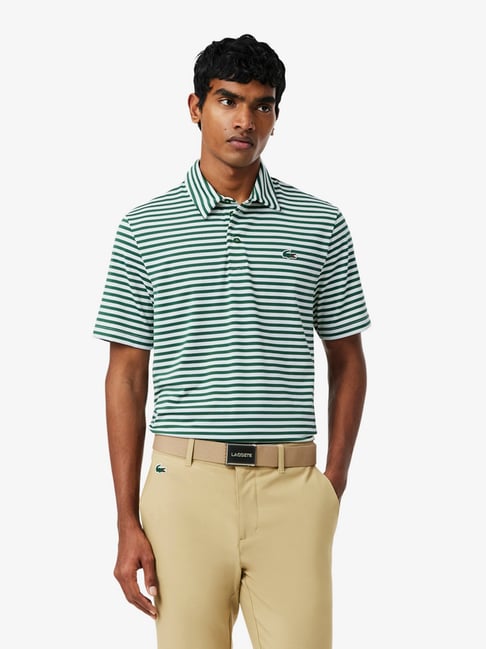 Lacoste Green Regular Fit Striped Polo T-shirt-picture-20