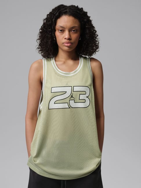 Nike Olive Aura & Black W J BRK JERSEY TANK Printed Relaxed Fit Jersey Tank-picture-14