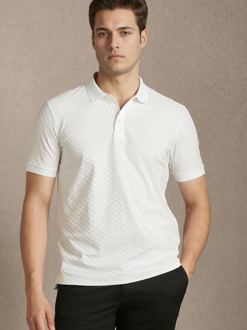 Louis Philippe White Regular Fit Geometric Print T-Shirt-picture-43