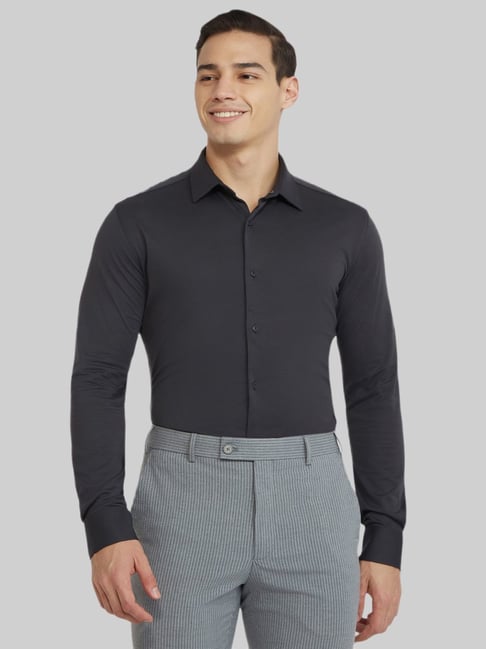 Park Avenue Grey Slim Fit Shirt-image-25