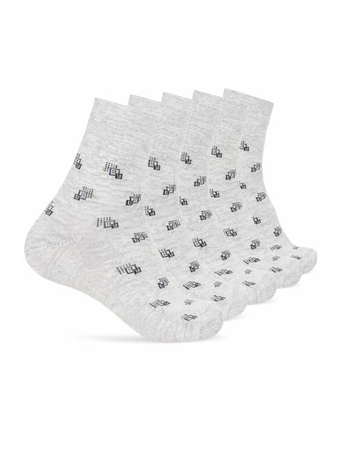 Teakwood Leathers Grey Printed Ankle Length Socks - Pair of 5-picture-12