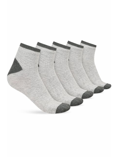 Teakwood Leathers Grey Colourblocked Ankle Length Socks - Pair of 5-picture-25